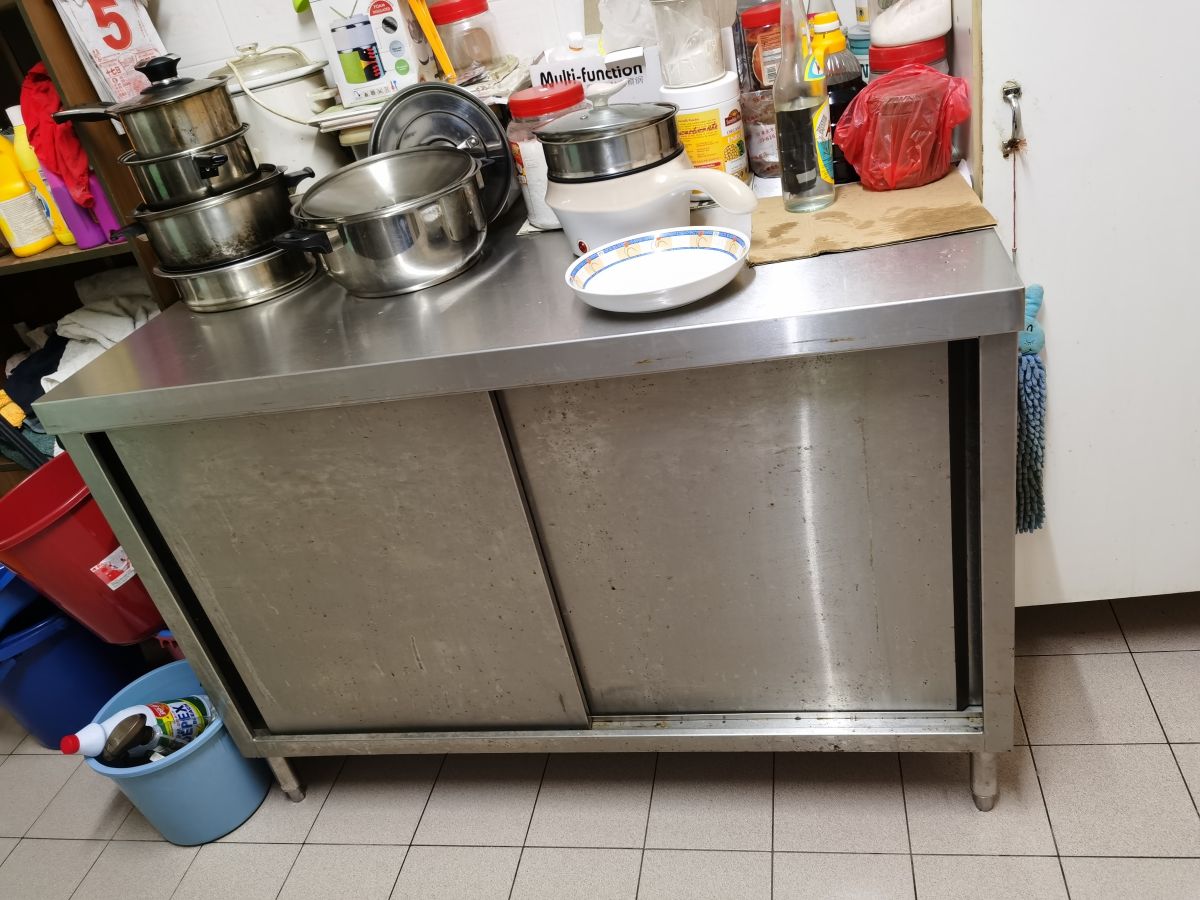 full stainless steel kitchen cabinet and sink